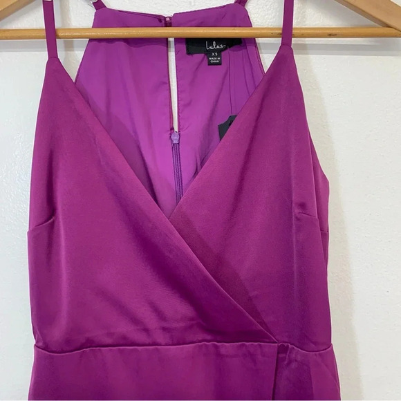 Lulus Mini Dress XS Purple  Faux Wrap Satin Sheath Sleeveless Fairy Whimsy NEW‎ - Picture 3 of 11